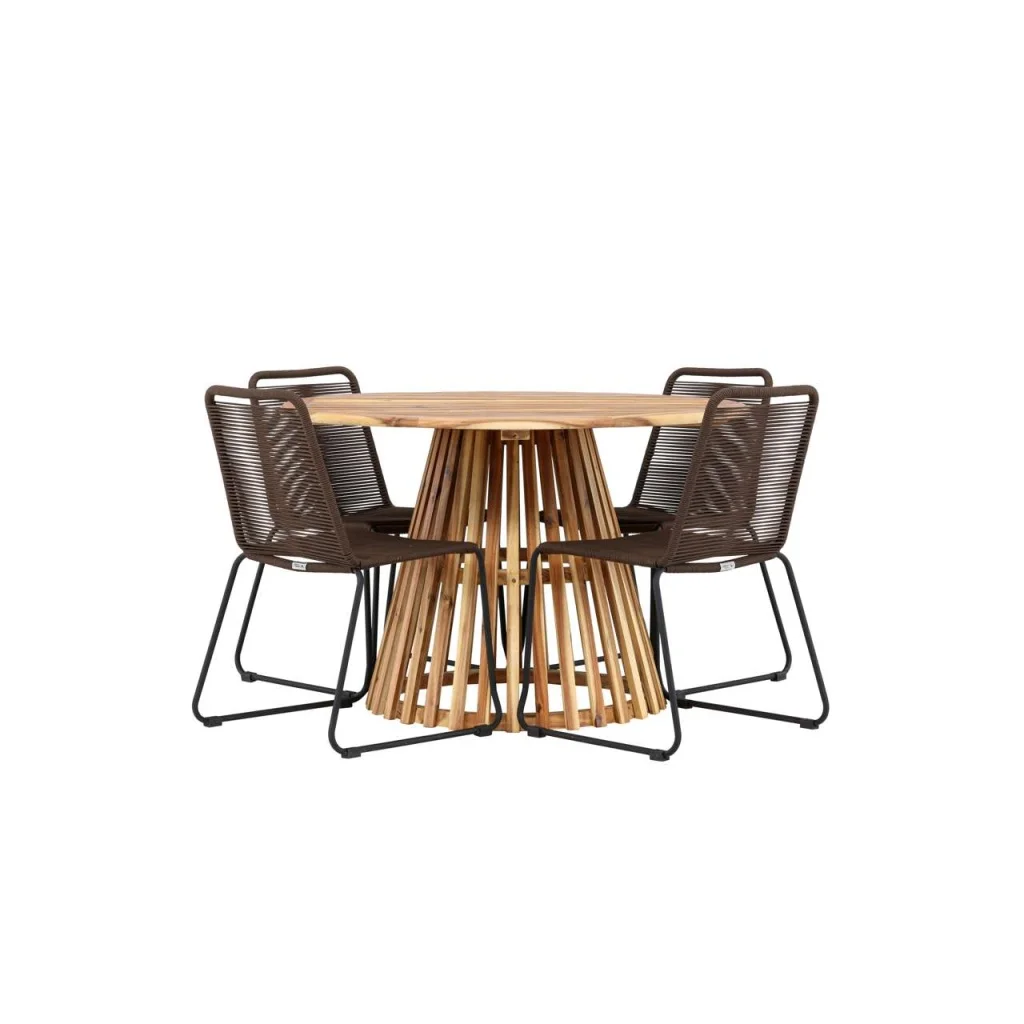 Lumpur Middagtable Akacia - Teaklook / Runt ø110**75 | Lindos Matstol Aluminium