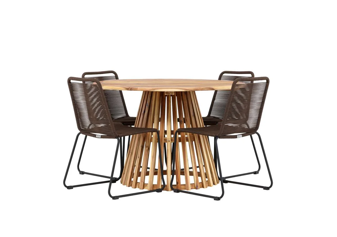 Lumpur Middagtable Akacia - Teaklook / Runt ø110**75 | Lindos Matstol Aluminium