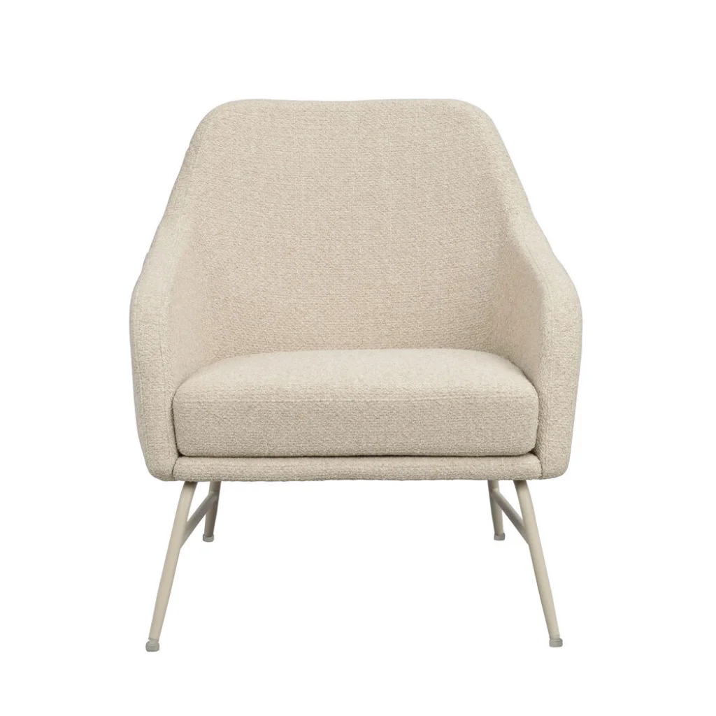Eldwin fåtölj beige tyg/beige metall