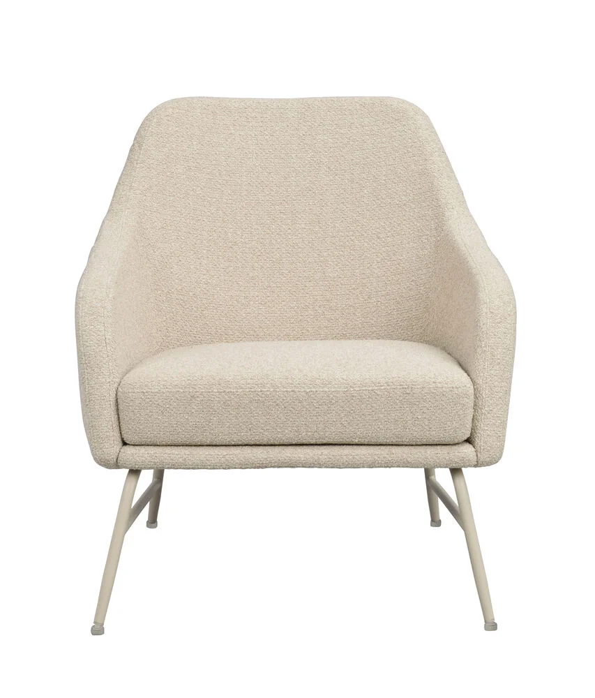 Eldwin fåtölj beige tyg/beige metall