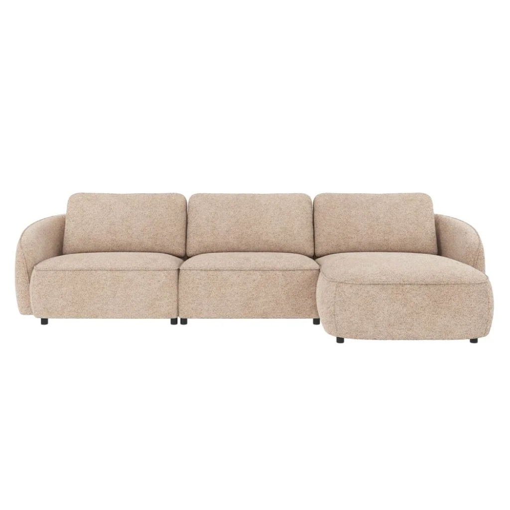 Norris soffa 4-sits-schäslong H ljusbeige tyg Anna