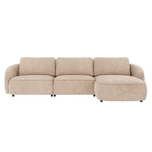 Norris soffa 4-sits-schäslong H ljusbeige tyg Anna