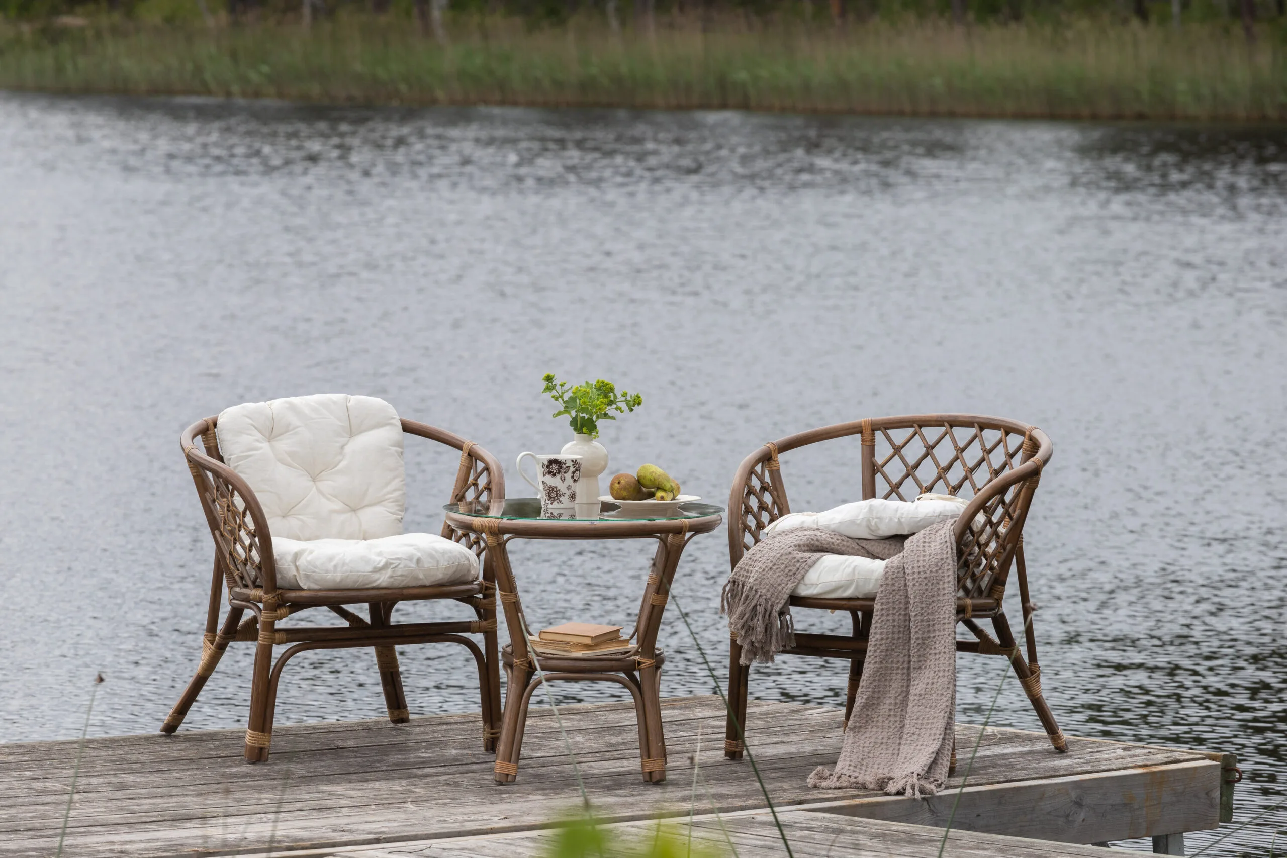 Wera Café set (2+1) Rattan / Offwhite Cushion - Ersätter 1573-6011