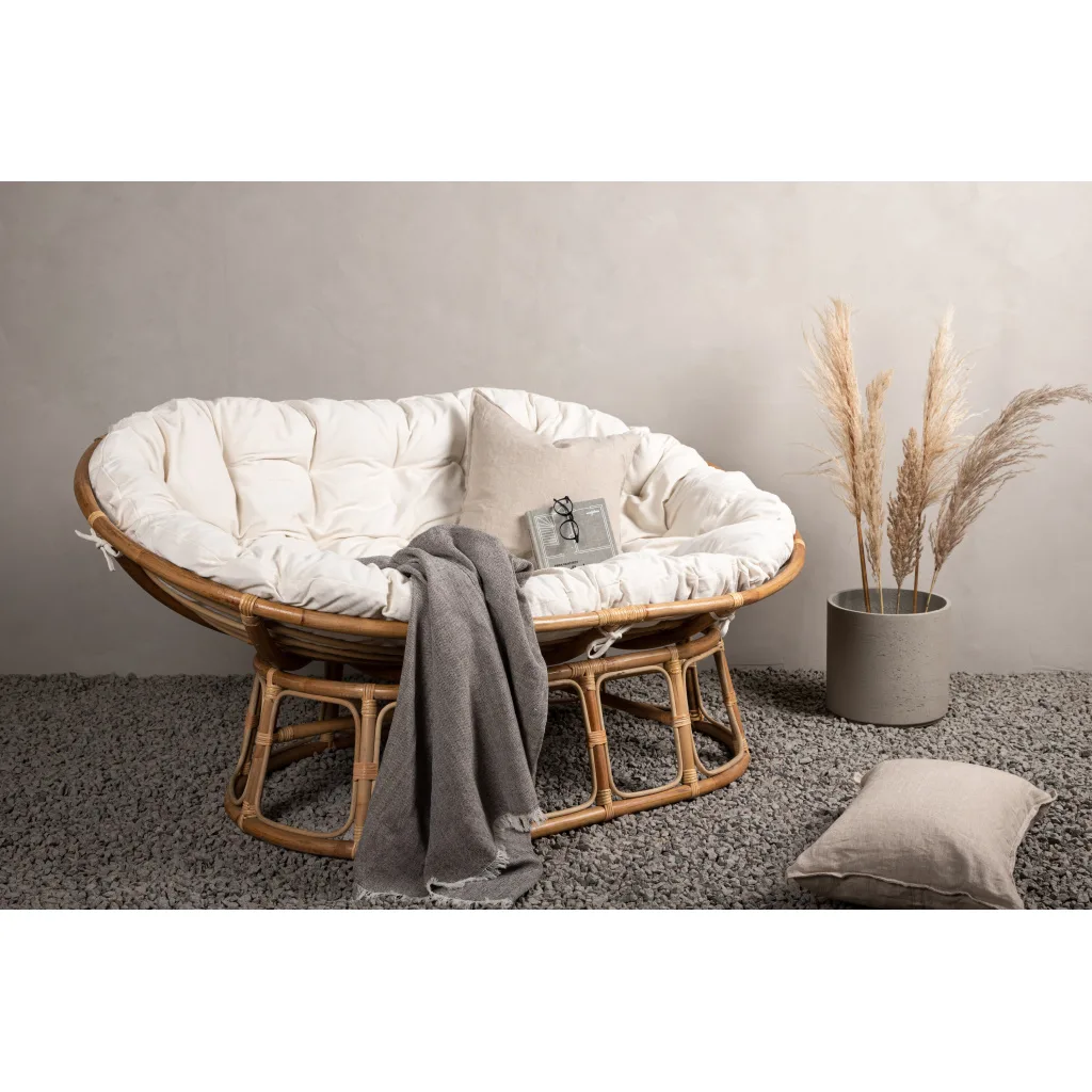 Mamasan Rattan Love Seat Natur - Double - Offwhite cushion - Ersätter 2107-101