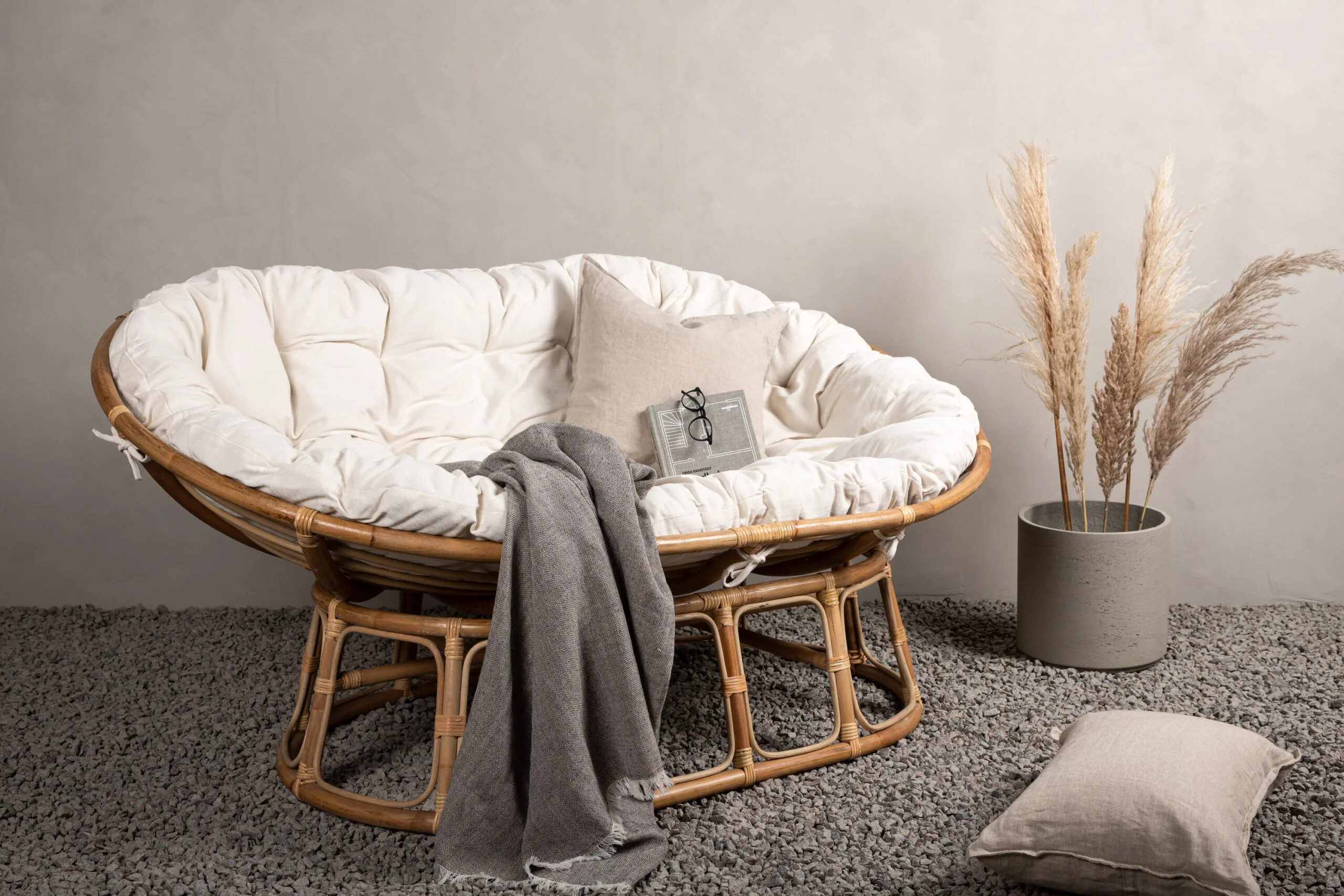 Mamasan Rattan Love Seat Natur - Double - Offwhite cushion - Ersätter 2107-101