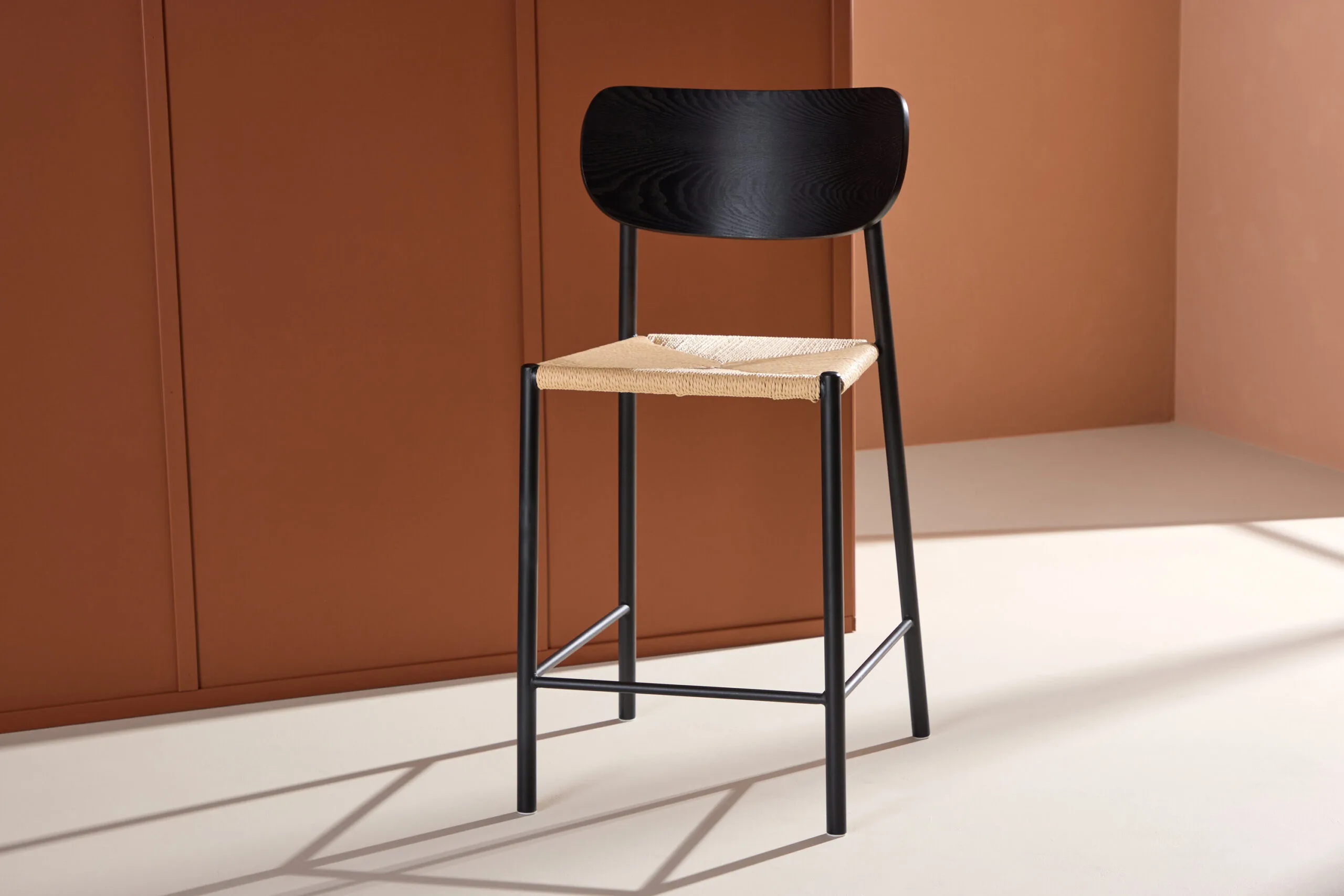 Polly Bar Chair Backrest - Svart/ Natur Rope