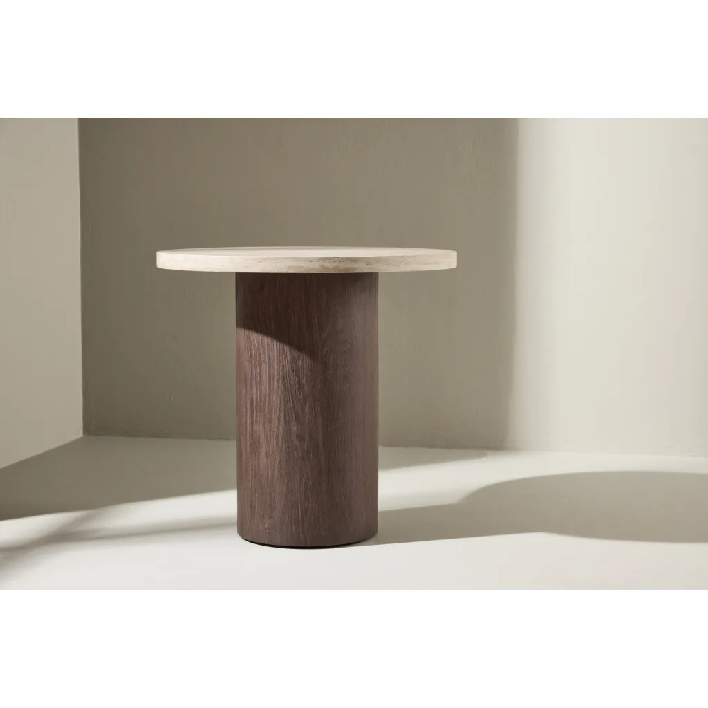 Megg Sofa Table ø50x50 cm - Mocca/ Travertinelook