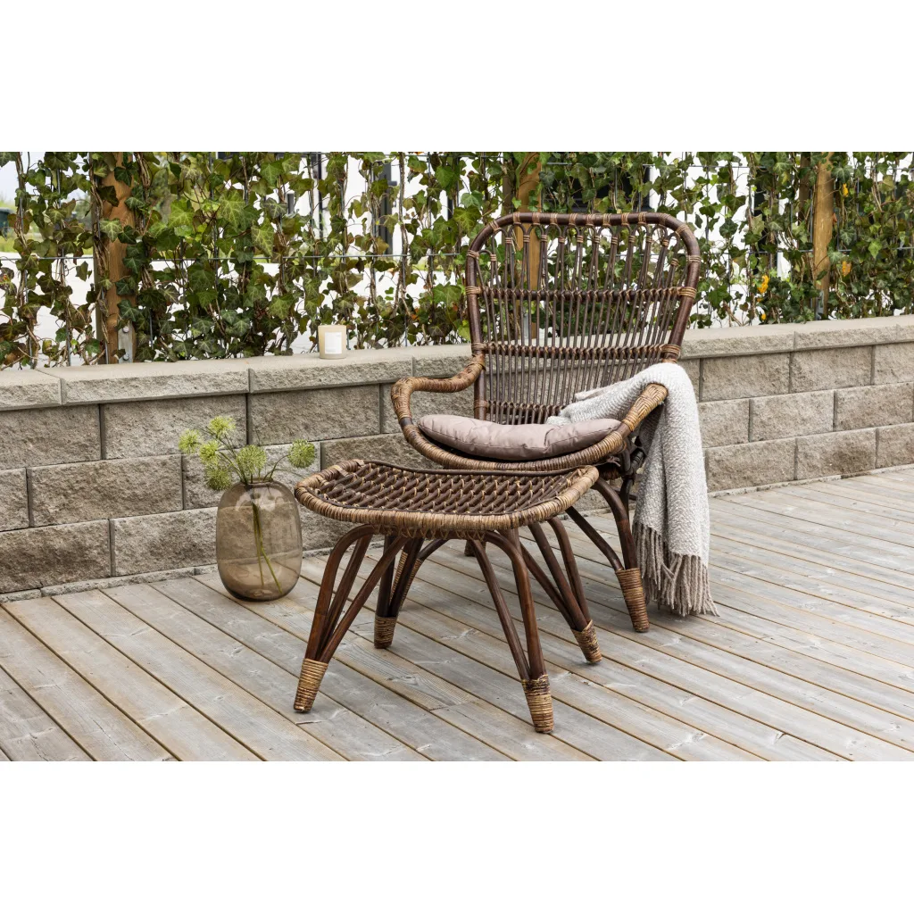 Ella Loungechair Rattan - Dark walnut / Beige - Ersätter 6109-101