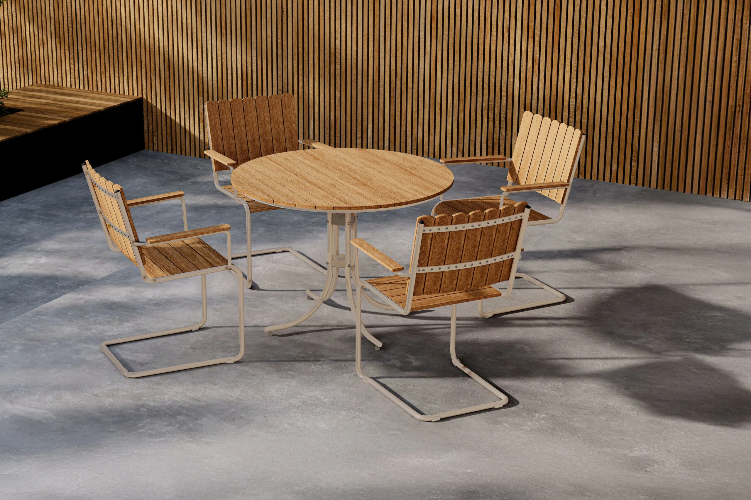 Holmsund Dining Set - Beige / Polywood