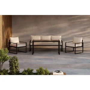 Catania Sofa Set - Svart/Beige
