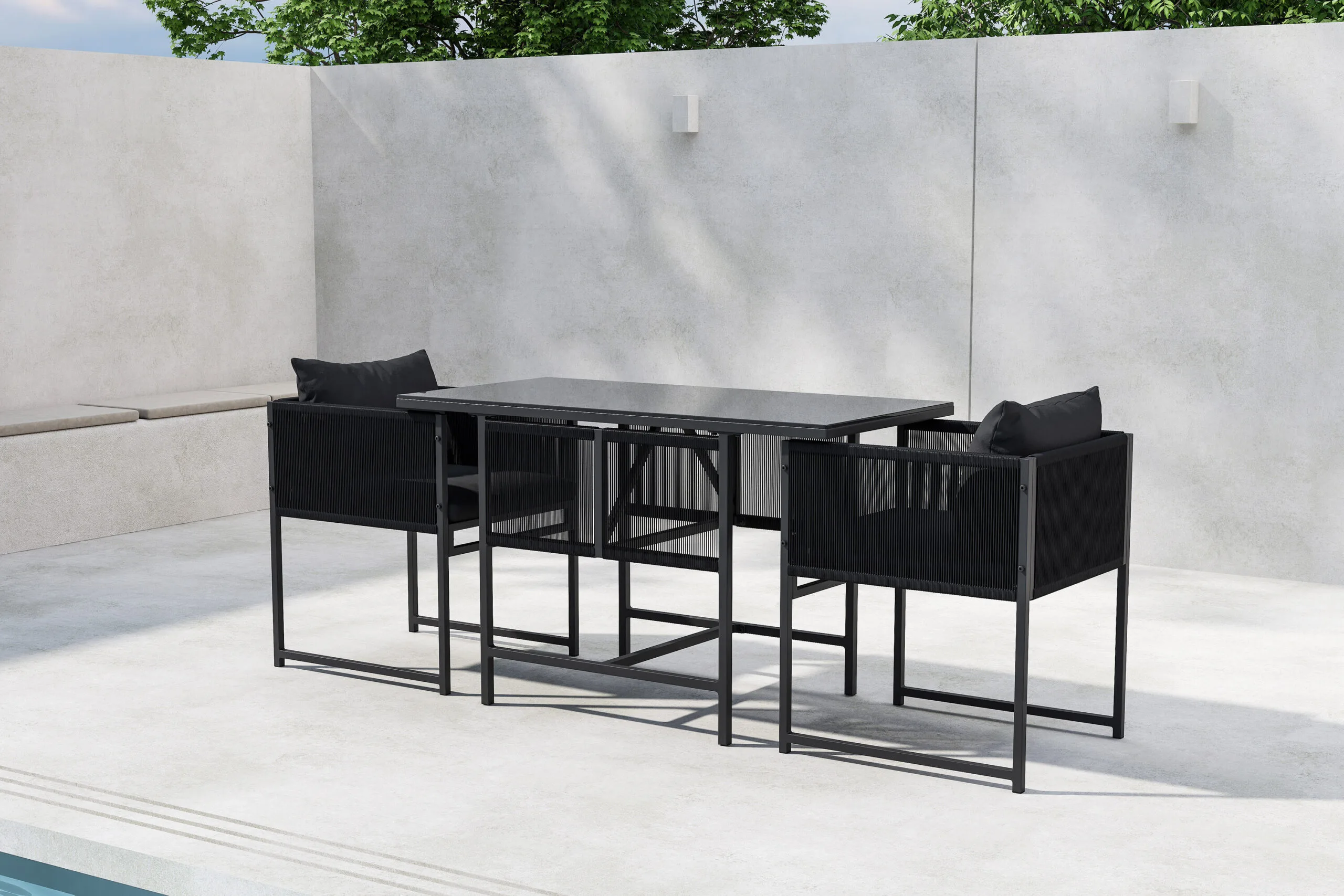 Noto Balcony Set - Svart/ Svart