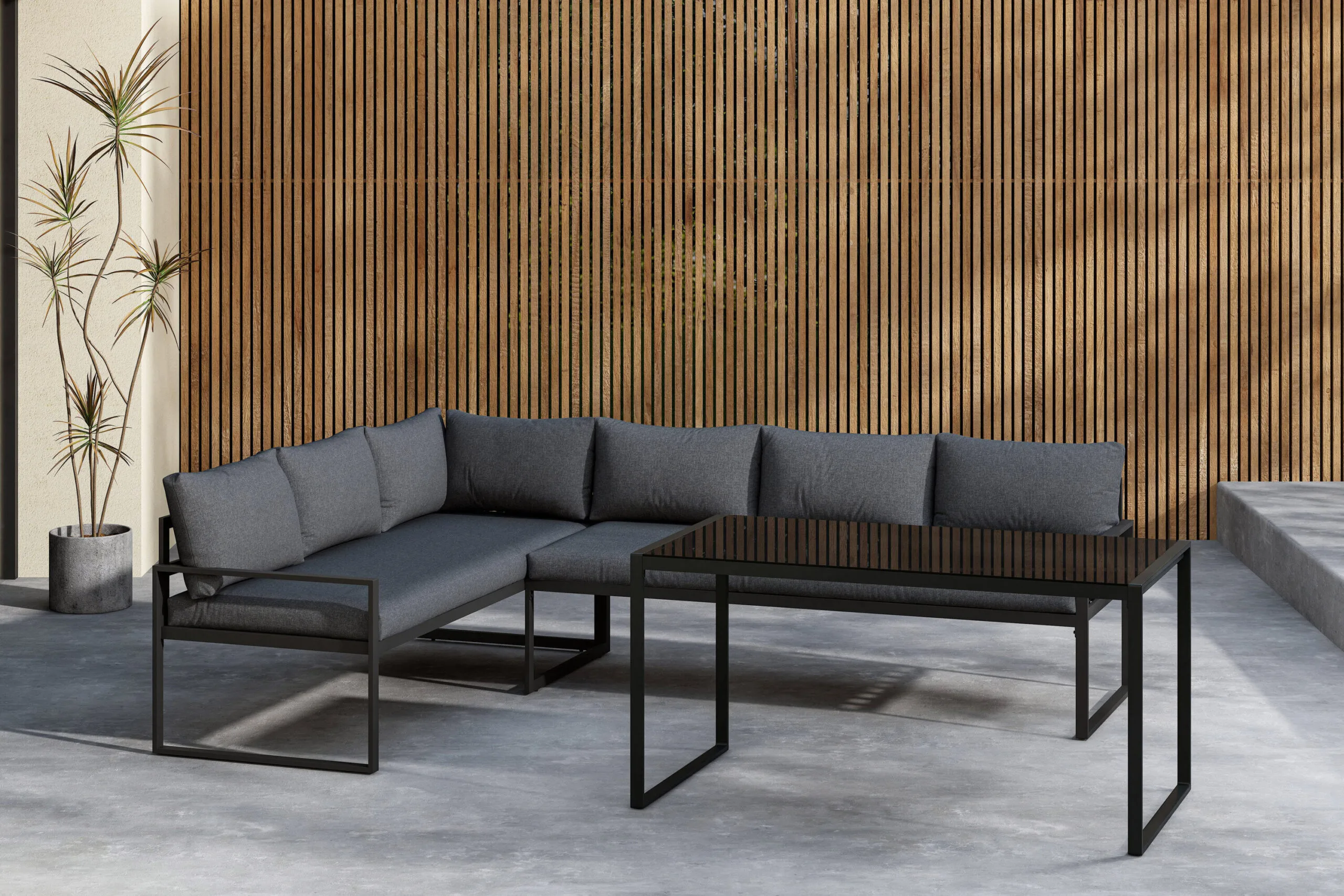 Zingaro Corner Sofa Set - Svart/ Grå