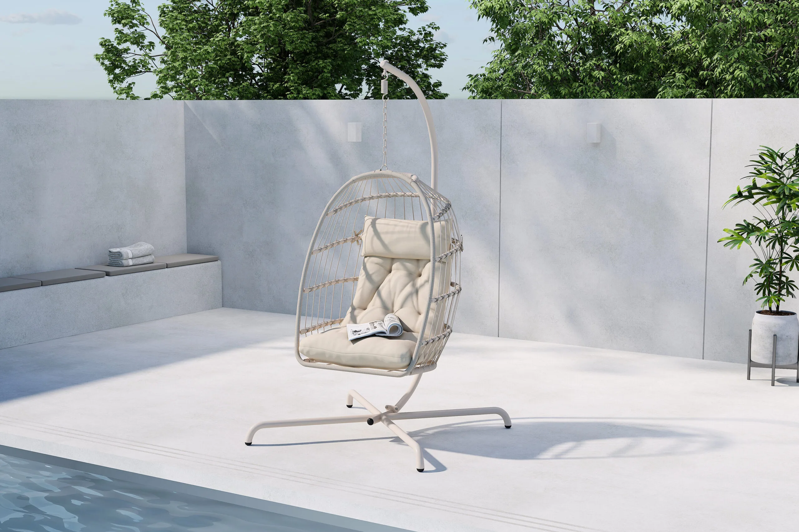 Trezza Haning Chair - Beige / Beige