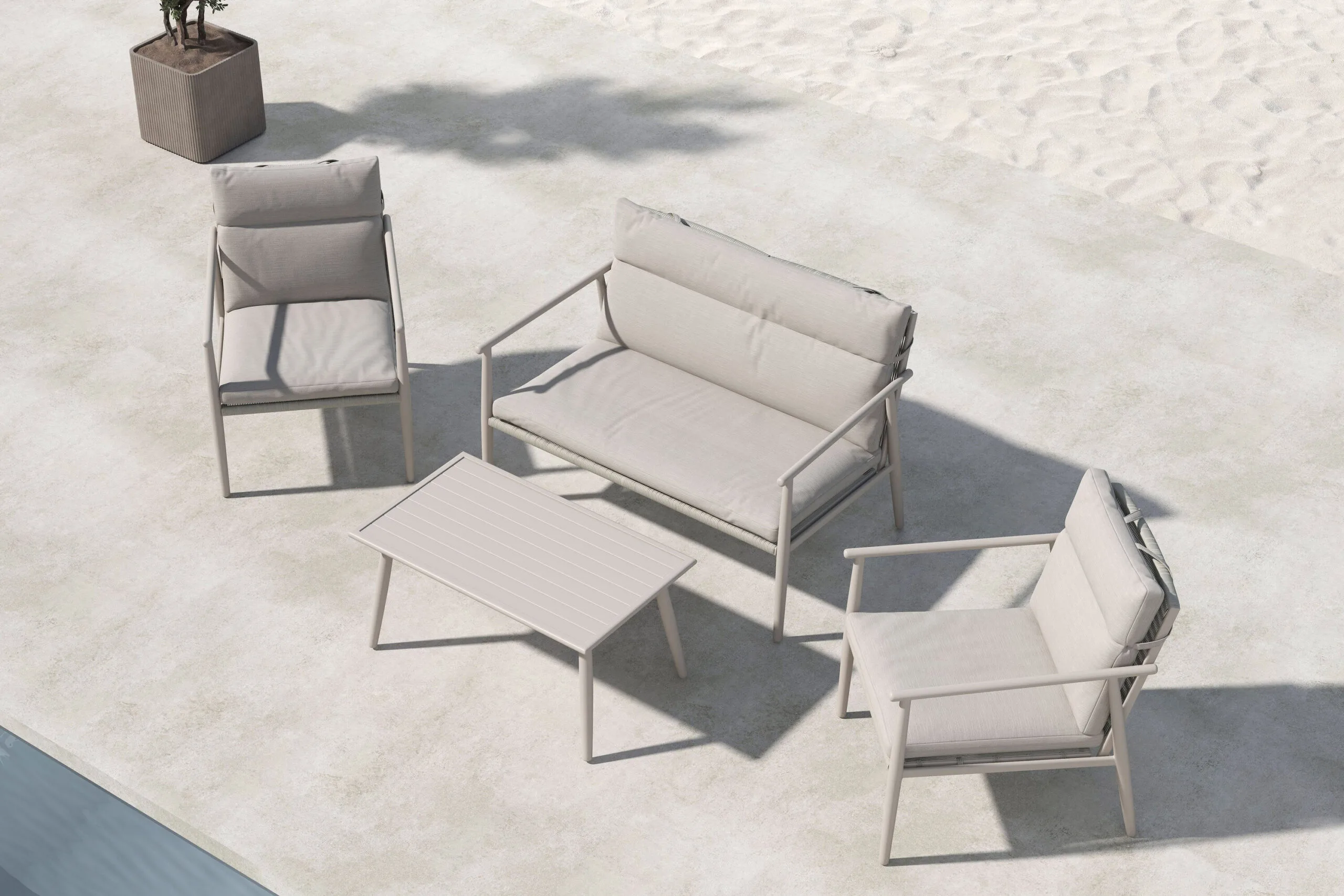 Mazzaro Sofa Set - Beige / Beige