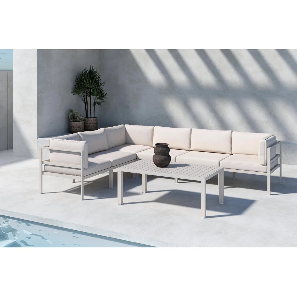 Copacabana Corner Sofa Module 3 + 3 with table - Beige / Beige