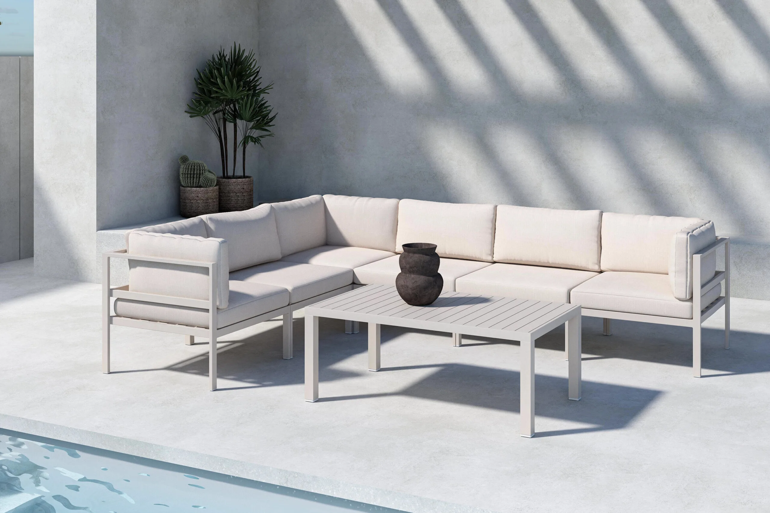 Copacabana Corner Sofa Module 3 + 3 with table - Beige / Beige