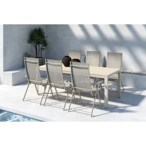 Mirko Dining Table - Beige + Levanzo Diningchair - Beige x 6