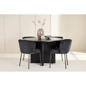 Strada Table - Svartwith 4 Edina Chair - Svart