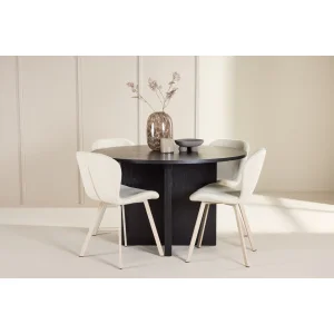 Strada Table - Svartwith 4 Lilja Chair - Beige