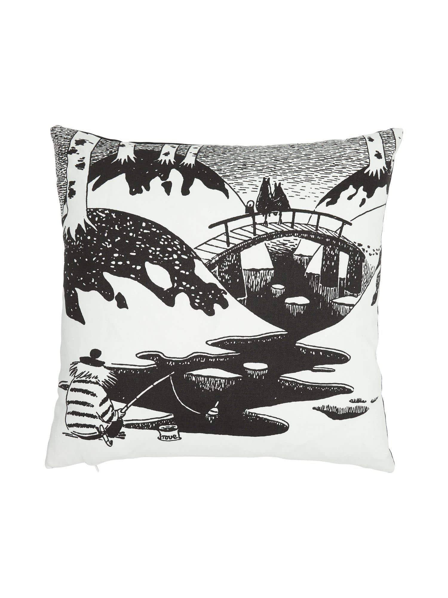 Bron Kuddfodral Svart/vit 45x45cm