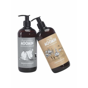 A box with Mumin Disk & Tvål 500ml