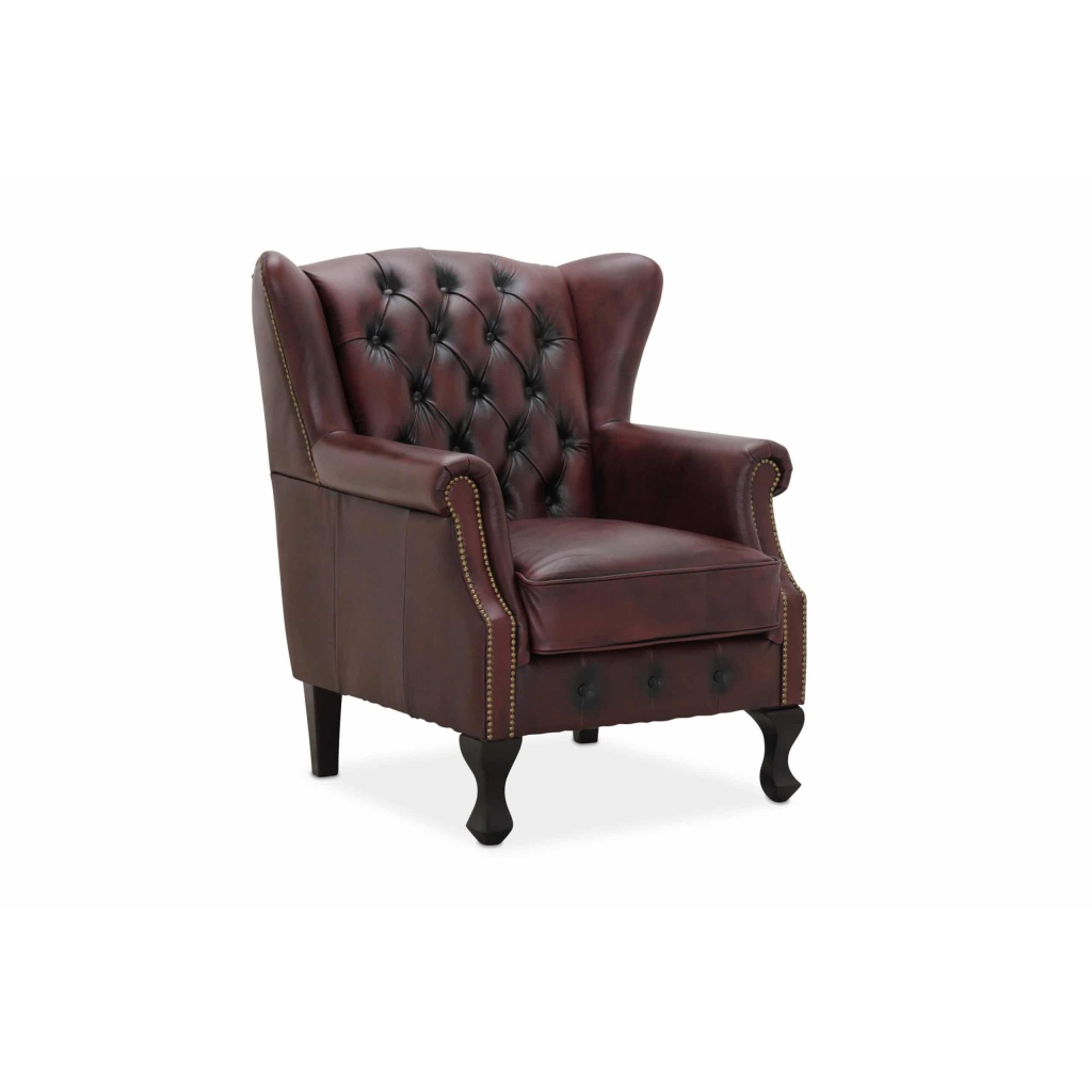 York Chesterfield Fåtölj Oxblod Läder