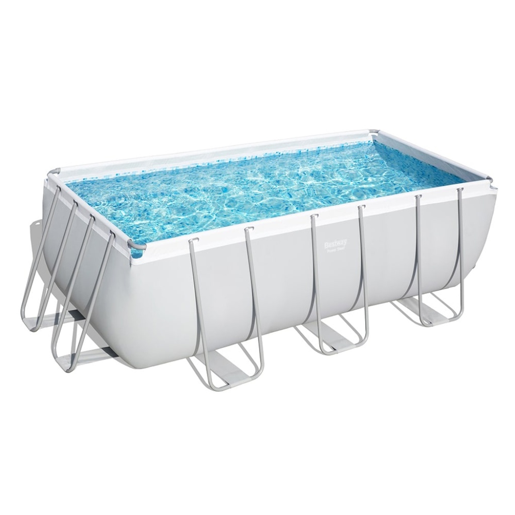 Ovanmarkspool Bestway Power Steel 412x201x122 cm Rektangulär med Stålram, Sandfilterpump & Stege