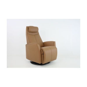 Fåtölj Recliner Eldriven Ljusbrun/Beige i Läder