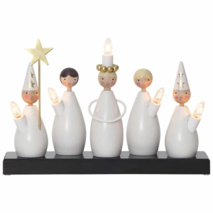 Ljusstake/Elljusstake Luciakör 33x22cm - Vit/Svart - Star Trading