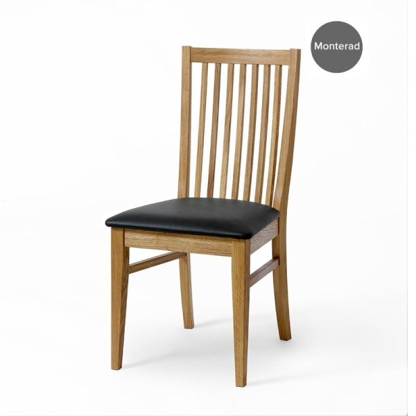 EKLIDEN stol oljad ek sits läder Madras svart 2-pack
