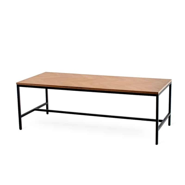 FISHBONE Soffbord 135x60 cm oljad ek/svart metallunderrede