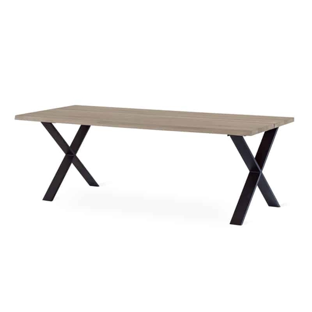 FLEET matbord 210 cm vitoljad ek, svart X-ben
