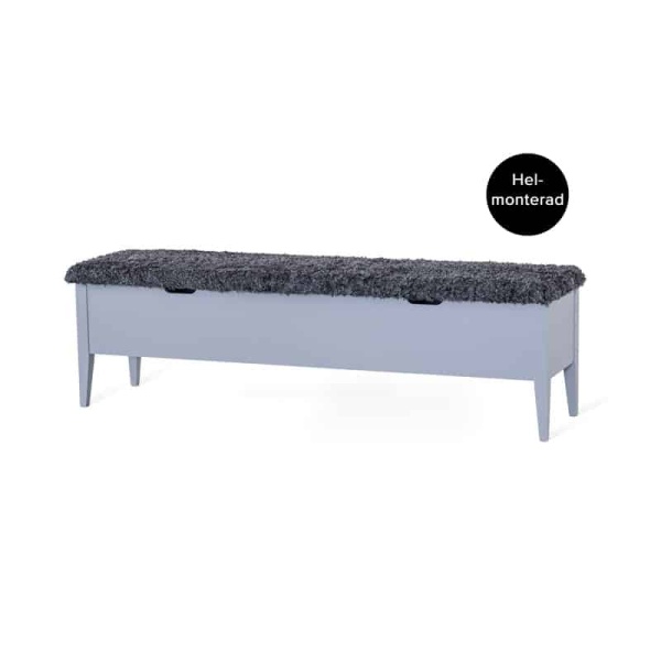 KLINTE bänk 160 cm grålack med fårpälsöverdrag