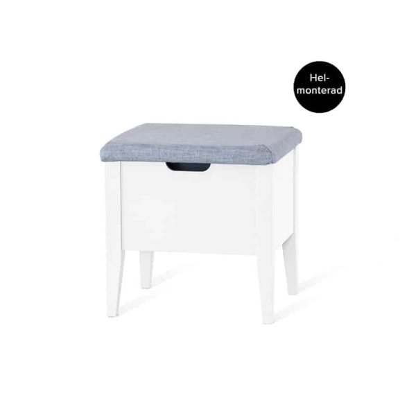 Klinte Bänk 45 cm Vitlack med Tyg Chelsea Ljusgrå