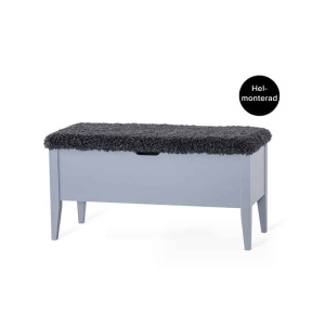 Klinte Bänk 90 cm Grålack med Fårpälsöverdrag