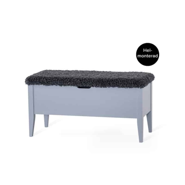 Klinte Bänk 90 cm Grålack med Fårpälsöverdrag