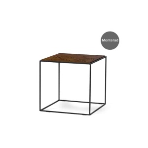 LIME soffbord 50x50 cm brunbetsad ask fiskben/svart metallunderrede