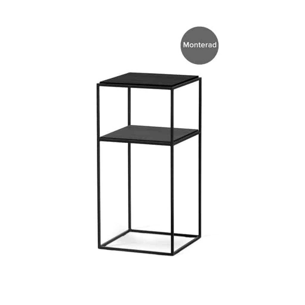 LIME sängbord 34x34 cm svartbetsad ask/svart metallunderrede