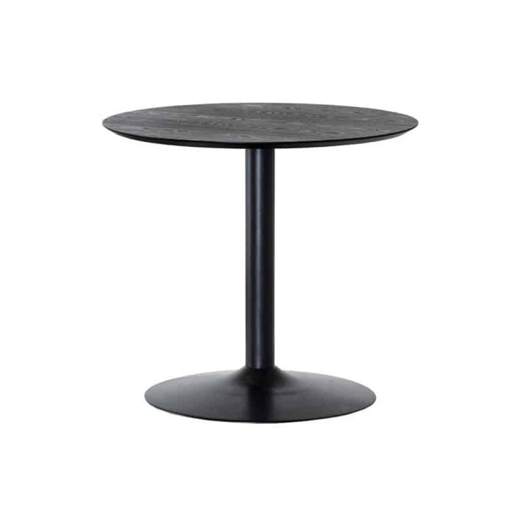 MILES matbord runt 80 cm svartbetsad ask, svart trumpetfot