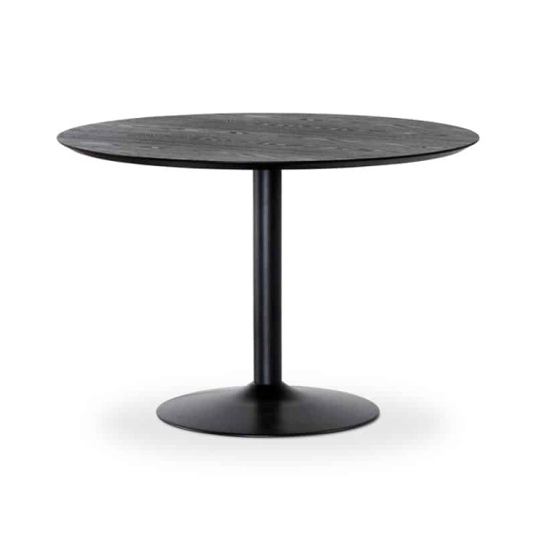 MILES matbord runt 110 cm svartbetsad ask, svart trumpetfot