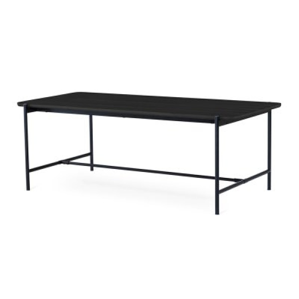 Cane matbord 210x100cm Svart