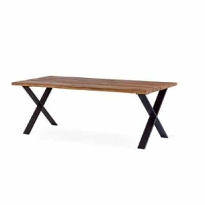 Exxet matbord i oljad ek med korsade ben - 210x95cm