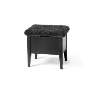 Klinte Bänk 45 cm Svartlack - Ulltyg Mörkgrå