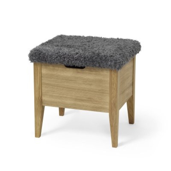 Klinte Bänk 45 cm Ek - Fårskinnsimitation grå
