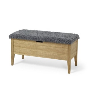 Klinte Bänk 90 cm Ek - Fårskinnsimitation Grå