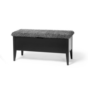 Klinte Bänk 90 cm - Svartlack Grå Fårskinnslook