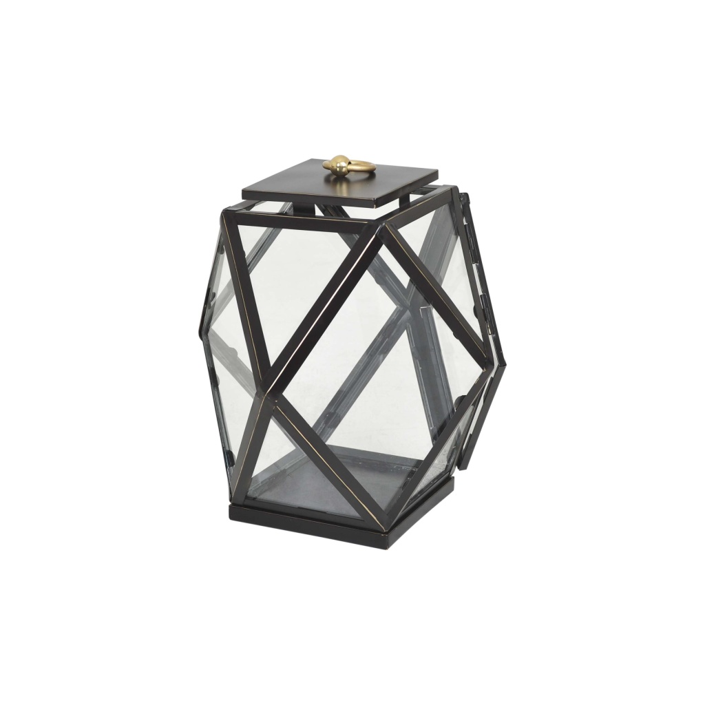 DIAMANT Lykta antiksvart/mässing, stor