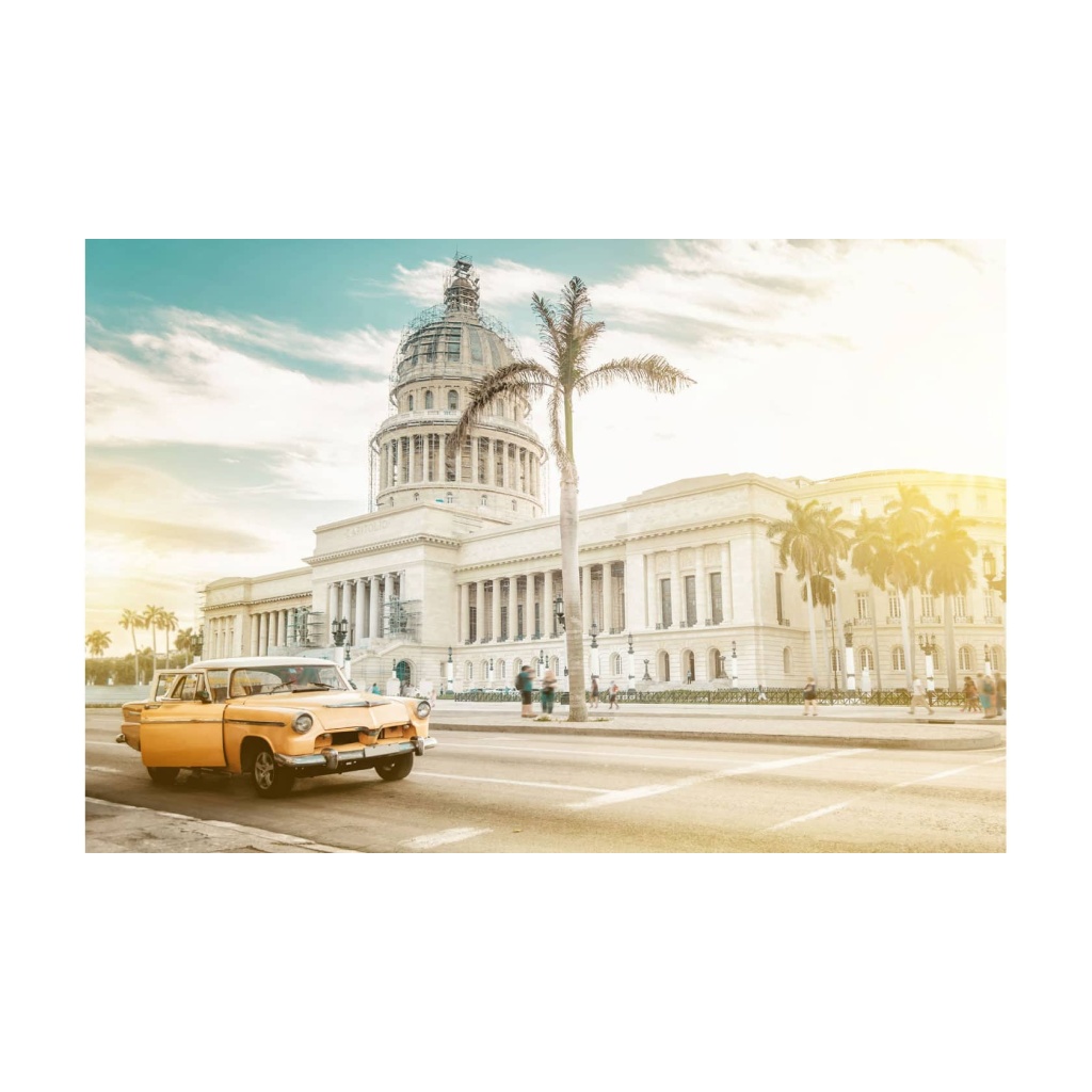 BILDE Yellow car 120x80 glas