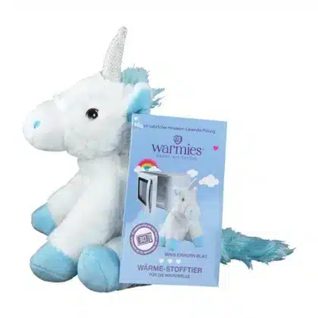 Enhörning Mini Warmies blå