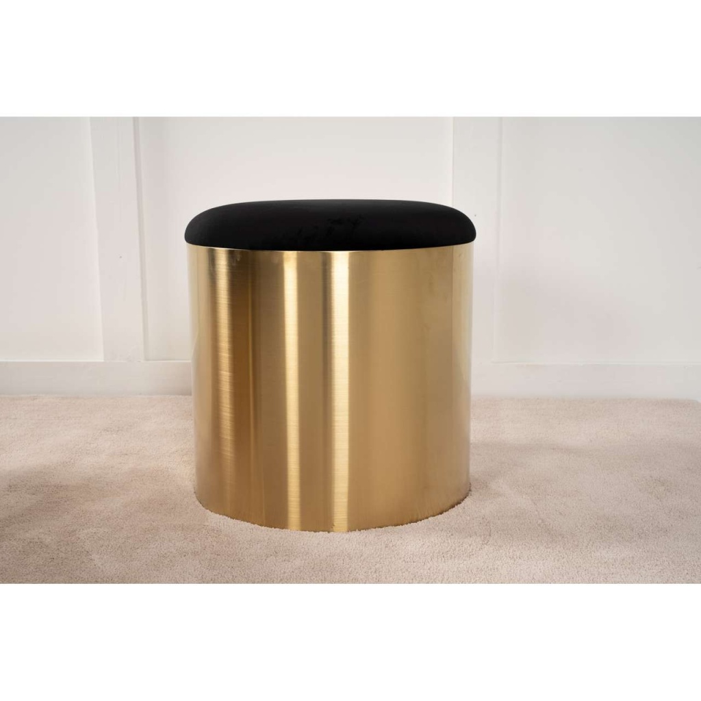 Puff - Stool ø45 - Svart / Borstat Mässing